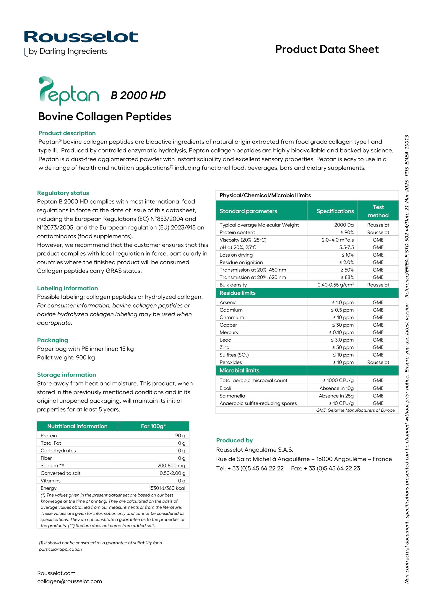 Liquidation - Peptan B 2000 HD Collagen